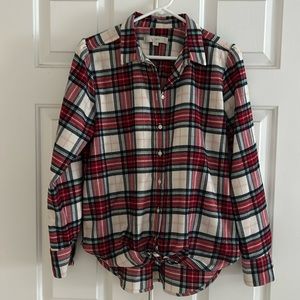 Loft flannel shirt with tie front size M (gold flecks in fabric)